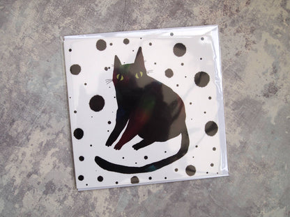 I LIKE CATS - Black Cat Illustrated Greetings Card