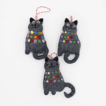 Handmade Black Cat Wool Felt Ornament