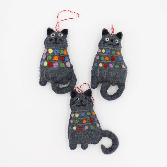 Handmade Black Cat Wool Felt Ornament