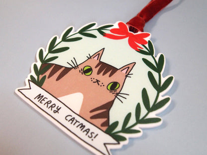 I LIKE CATS - Tabby Cat Christmas Tree Ornament Decoration