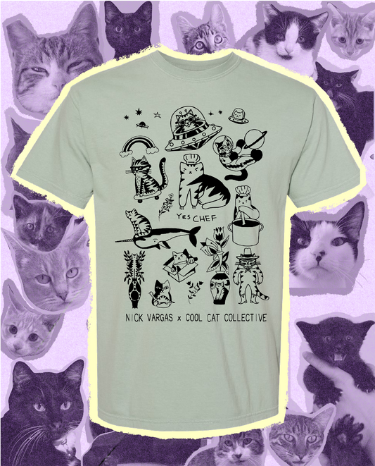 Flash Tattoo Cats tshirt by Nick Vargas