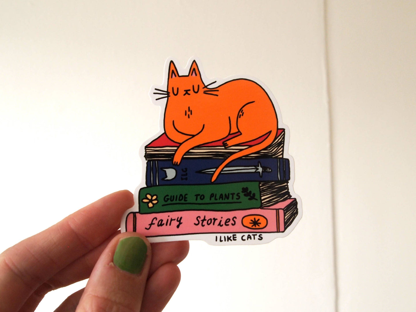 I LIKE CATS - Cat with books vinyl sticker