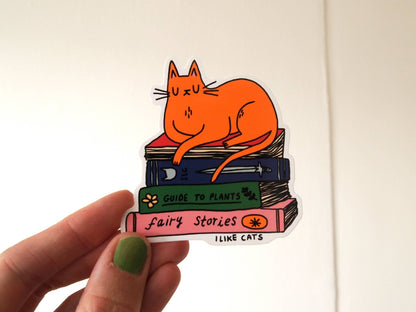 I LIKE CATS - Cat with books vinyl sticker