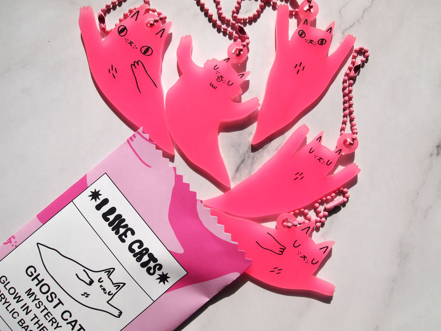Blind bag Halloween ghost bag charm, glow in the dark pink
