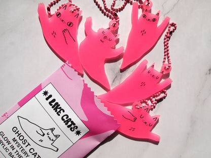 Blind bag Halloween ghost bag charm, glow in the dark pink