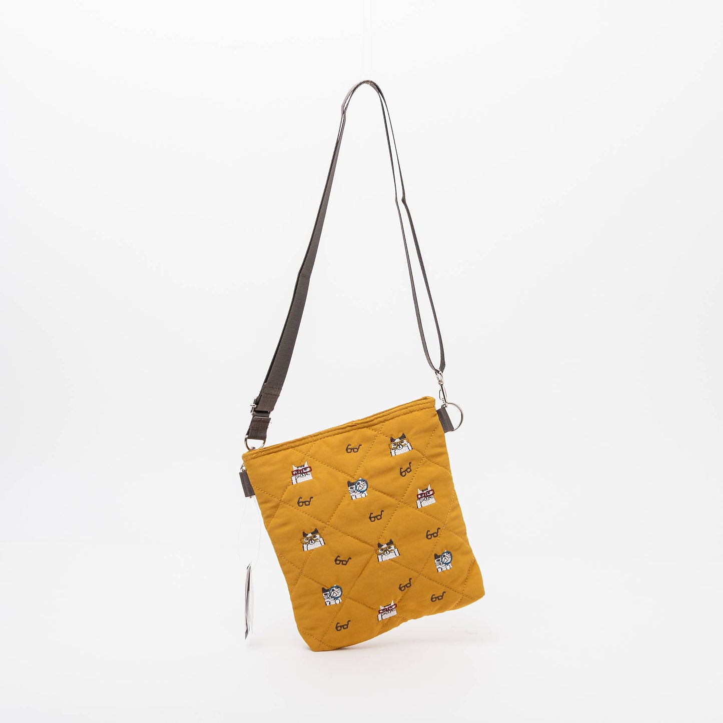 Kusuguru Japan Embroidered Cat Compact Crossbody Bag