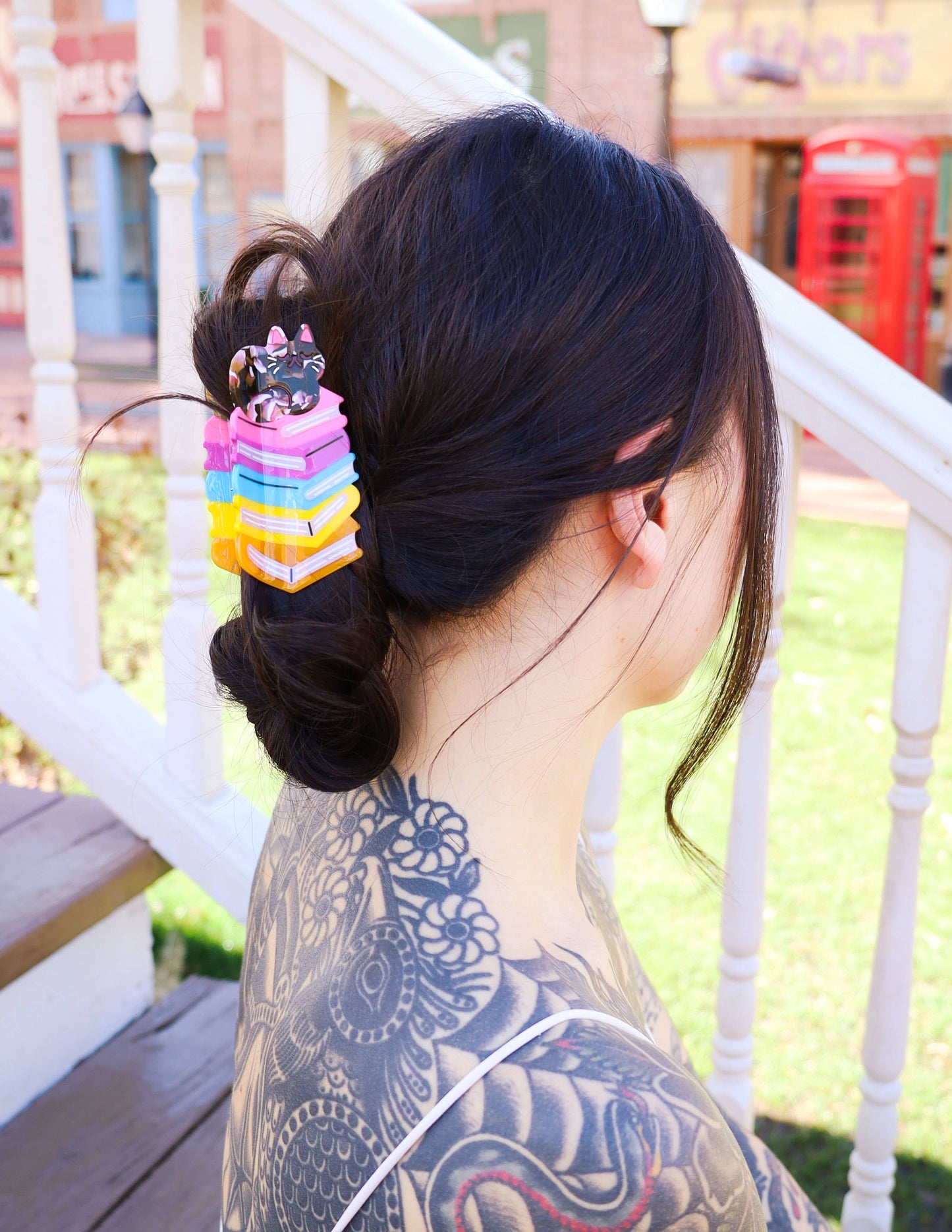 Turtle's Soup - Book Stack Kitty Hair Claw, Cute Hair Accessories, Bookish