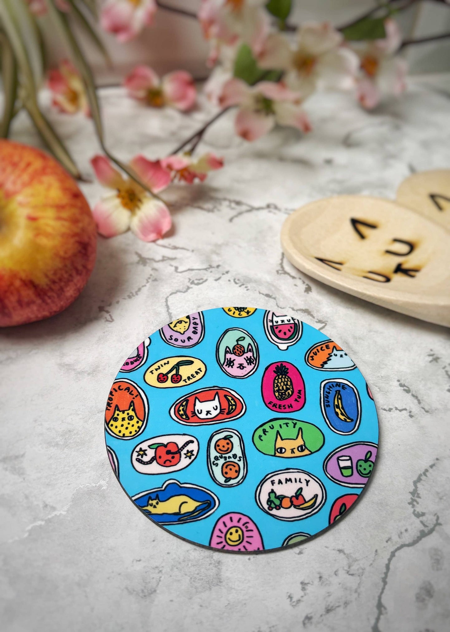 Fruity Cats Sticker Design Drinks Coaster