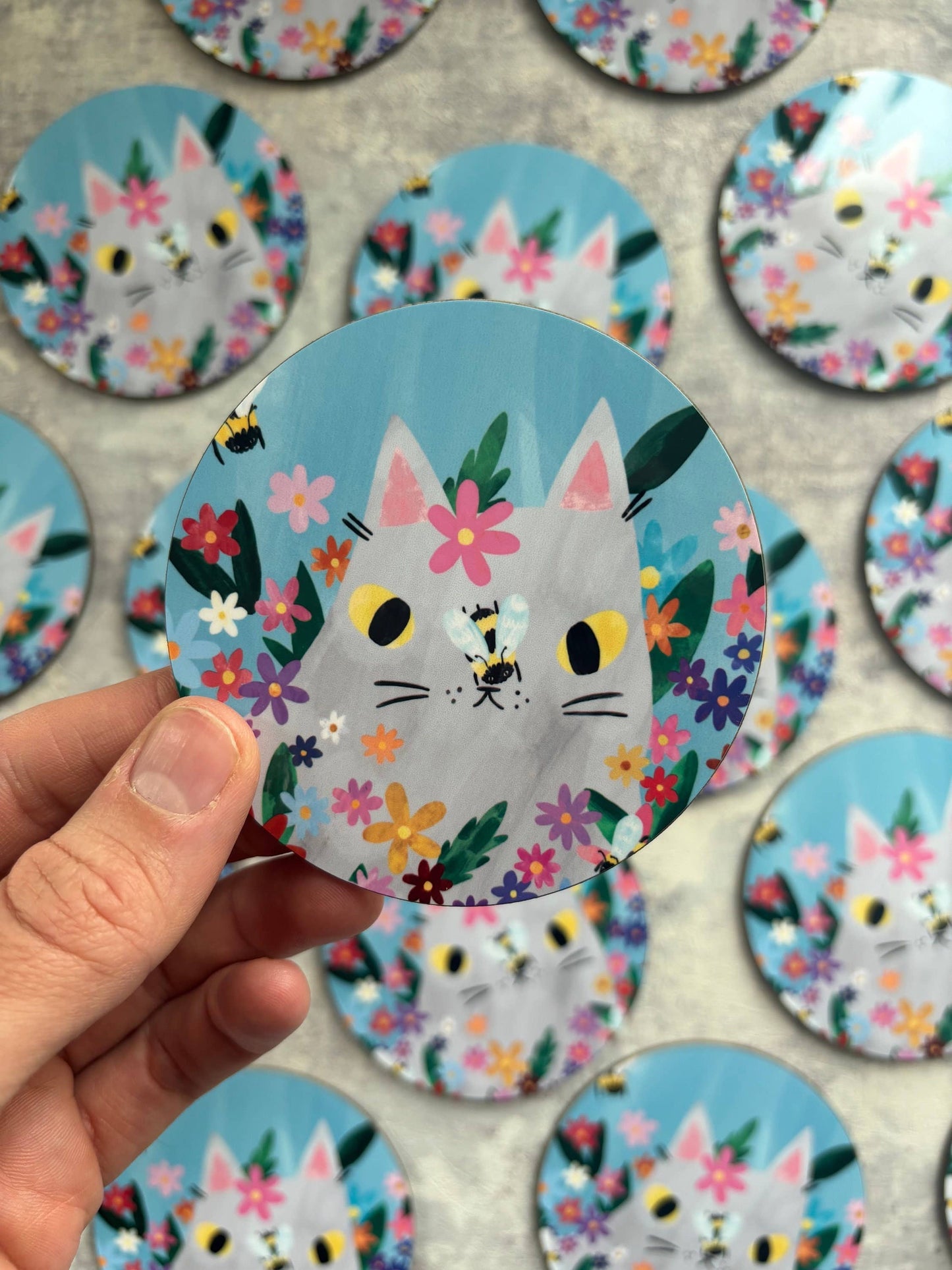 Cat With Bees Drinks Coaster