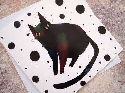 I LIKE CATS - Black Cat Illustrated Greetings Card
