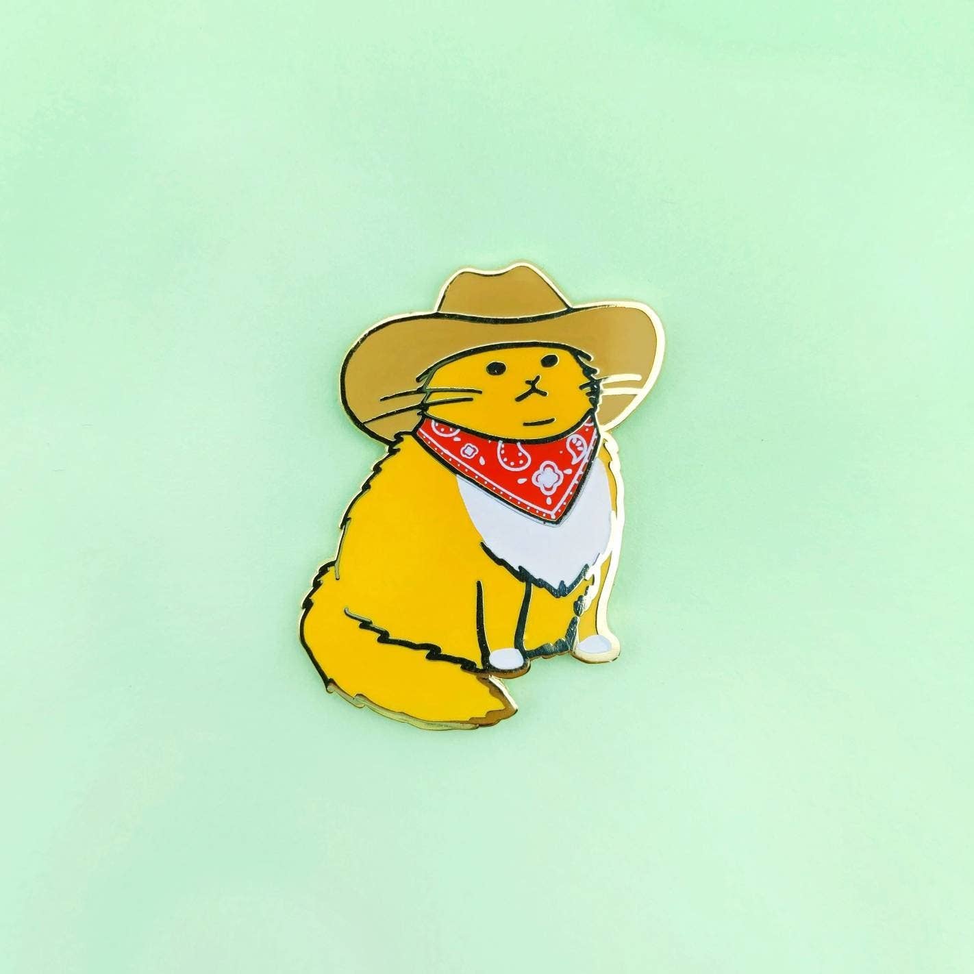 Cowboy Cat Enamel Pin - Meowdy in Orange