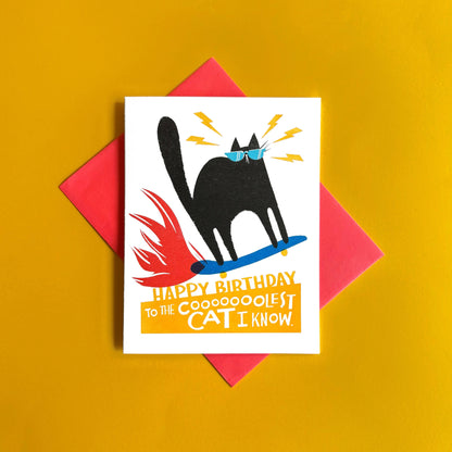 Cool Cat Risograph Birthday Card