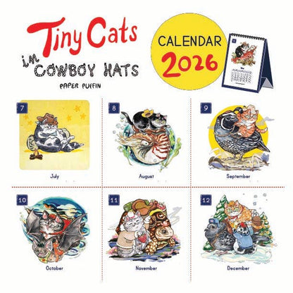 Paper Puffin - 2026 Calendar Tiny Cats in Cowboy Hats 