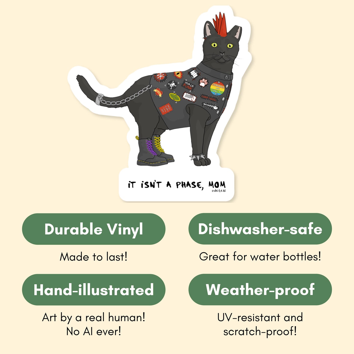 Punk Cat Vinyl Sticker