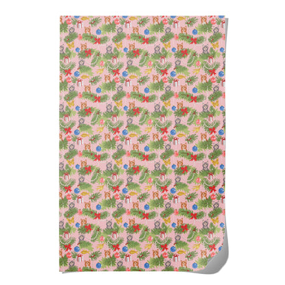 Red Cap Cards - Meowy Christmas holiday wrapping paper