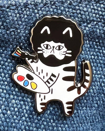 Cat Enamel Pin - funny artist cat Bobcat