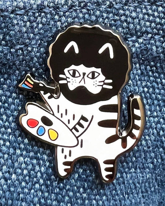 Cat Enamel Pin - funny artist cat Bobcat