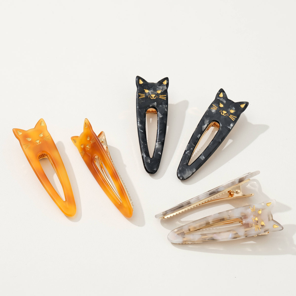 Classic Pointed Cat Face Barrette Hair Clip (Set of 2)