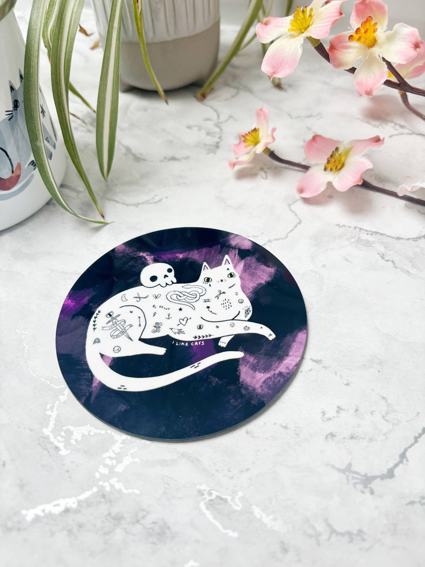 I LIKE CATS - Tattoo Cat Art Drinks Coaster
