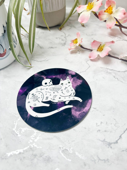 I LIKE CATS - Tattoo Cat Art Drinks Coaster