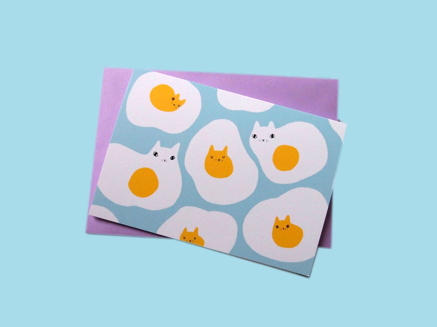 I LIKE CATS - Egg cats illustrated blank greetings card