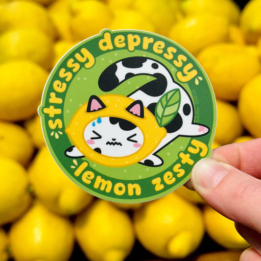 Stressy Depressy Lemon Zesty Vinyl Sticker
