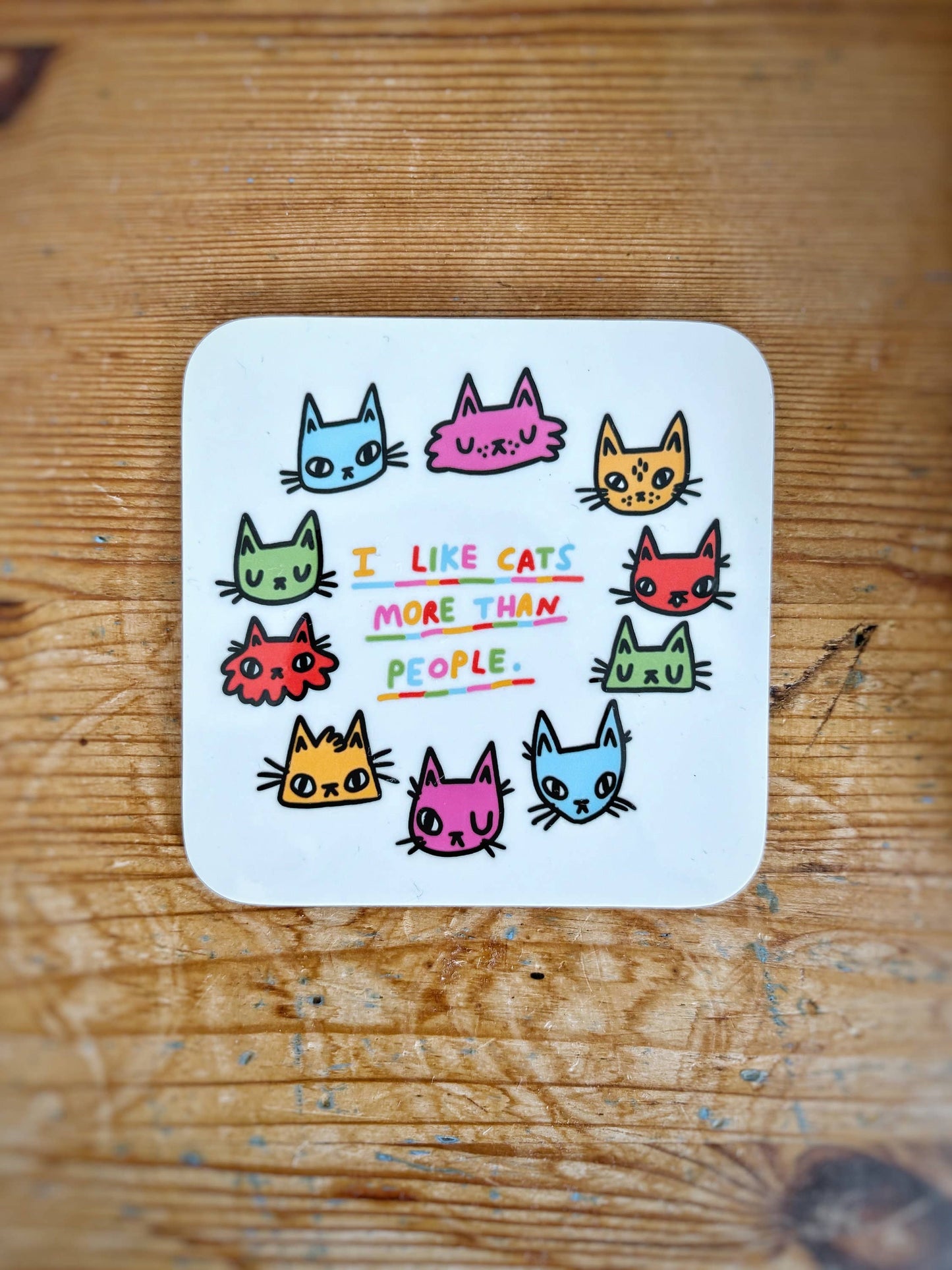 I Like Cats More Than People Cat Art Drinks Coaster