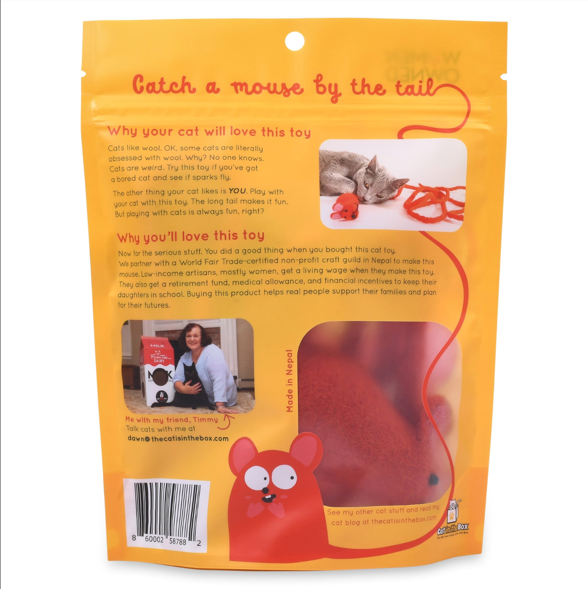 Wool Mouse Cat Toy 6-Foot-Tail - red rainbow unicorn dragon