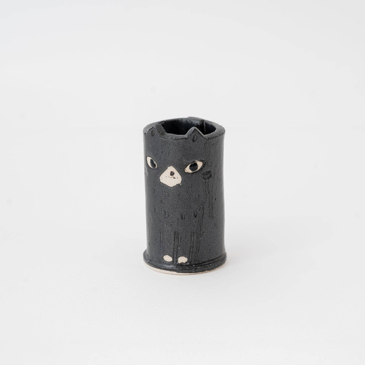 Handmade Cute Ceramic Cat Mini Vase – Black