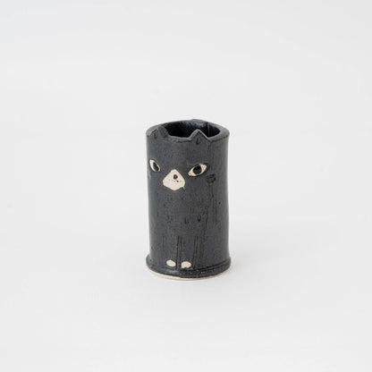 Handmade Cute Ceramic Cat Mini Vase – Black