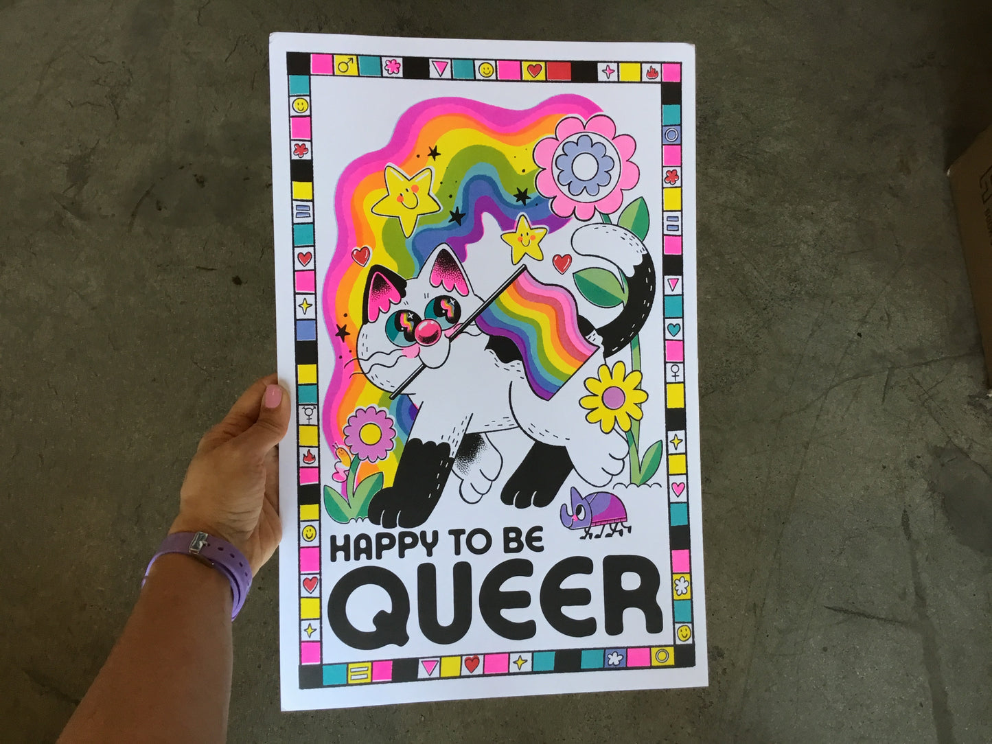 "Happy To Be Queer" risograph print