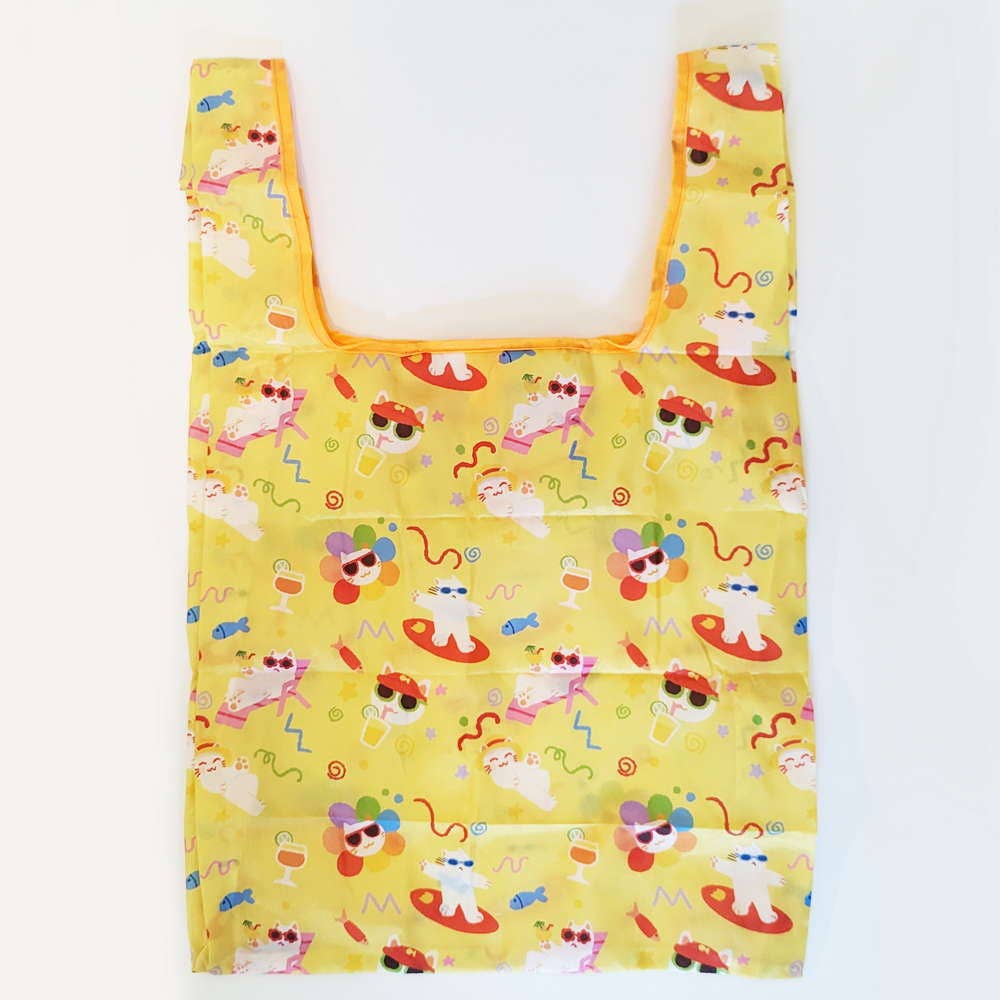 Reusable Grocery Shopping Bag- Vacation Cat