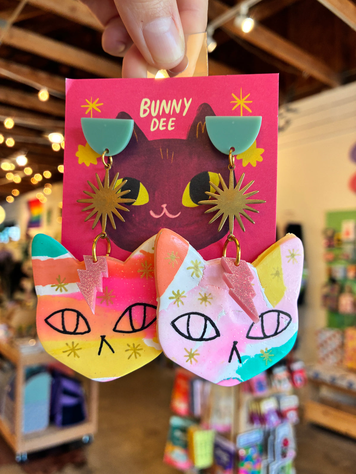 Handmade Big Kitty Earrings