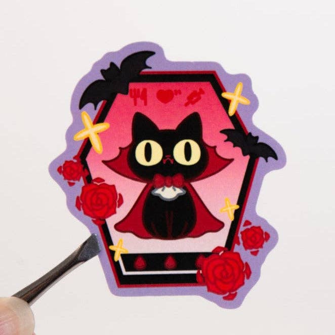 MikouArt - Vinyl Sticker | Tamagotchi Vampire Cat | 3 inch | Waterproof & Fade-Resistant