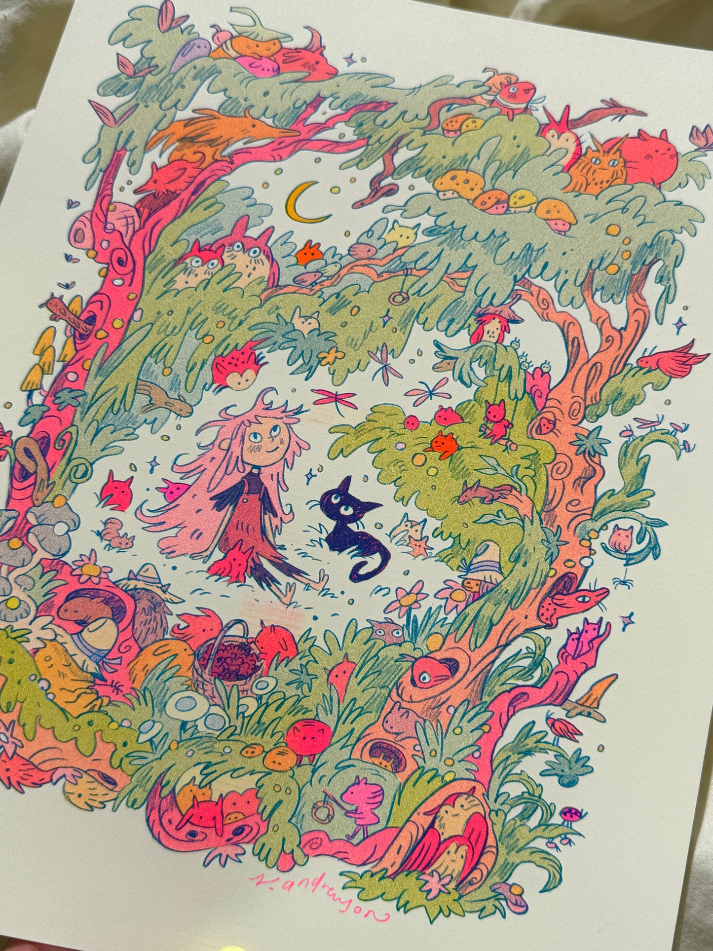 Mamu’s World of Wood Demons and Creek Creatures ~ Riso Print