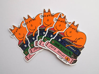 I LIKE CATS - Cat with books vinyl sticker