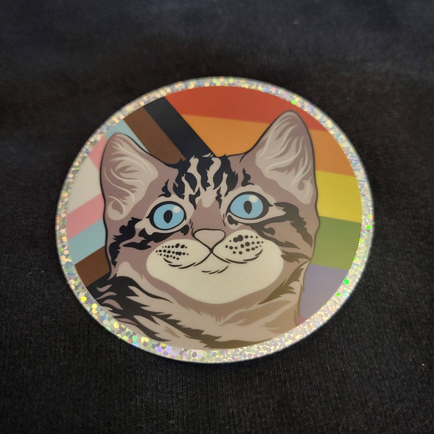 “Ally Cat" 3" round holo sparkle vinyl