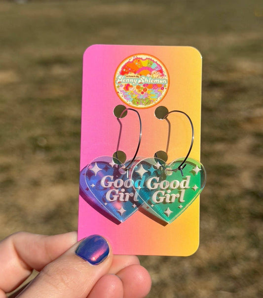 Good Girl Heart Hoop Earrings