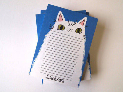 A6 Cat notepad, illustrated notepad, I like cats