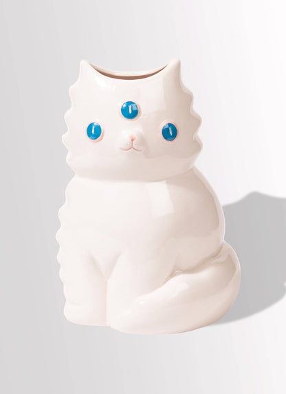 Blanco Ceramic 3 Eyed Kitty Vase