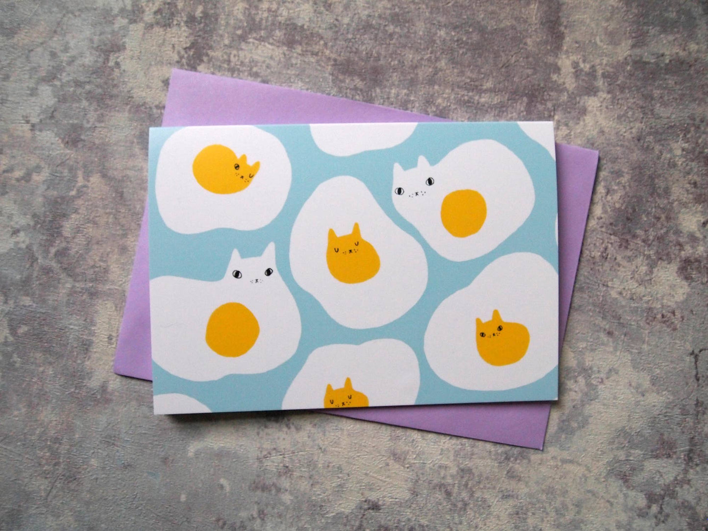 I LIKE CATS - Egg cats illustrated blank greetings card