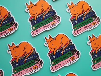 I LIKE CATS - Cat with books vinyl sticker