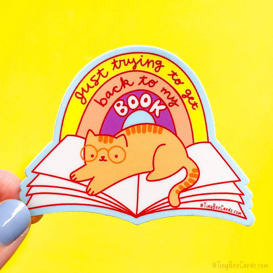 Reading Cat Vinyl Sticker