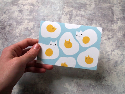 I LIKE CATS - Egg cats illustrated blank greetings card