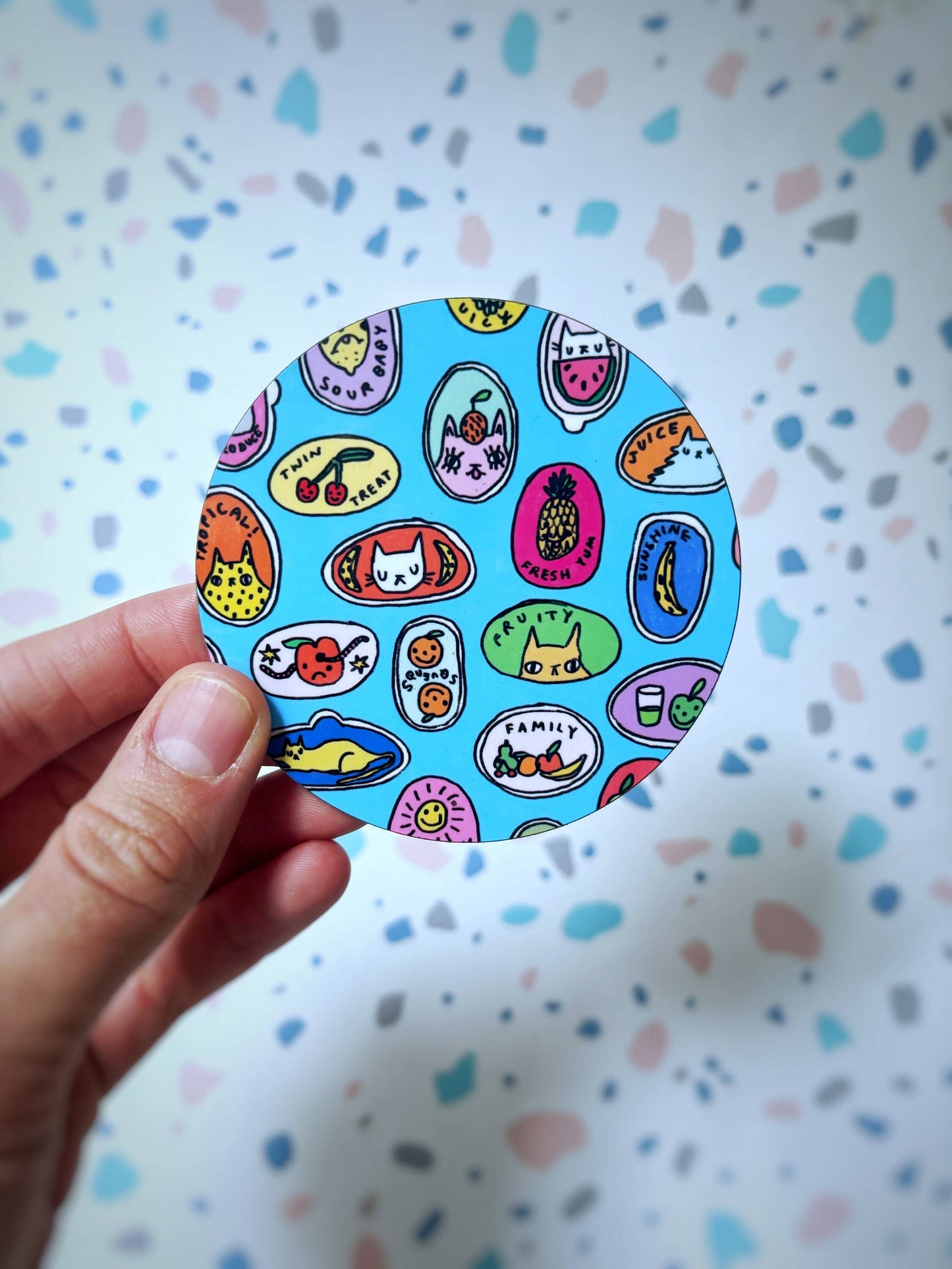 Fruity Cats Sticker Design Drinks Coaster