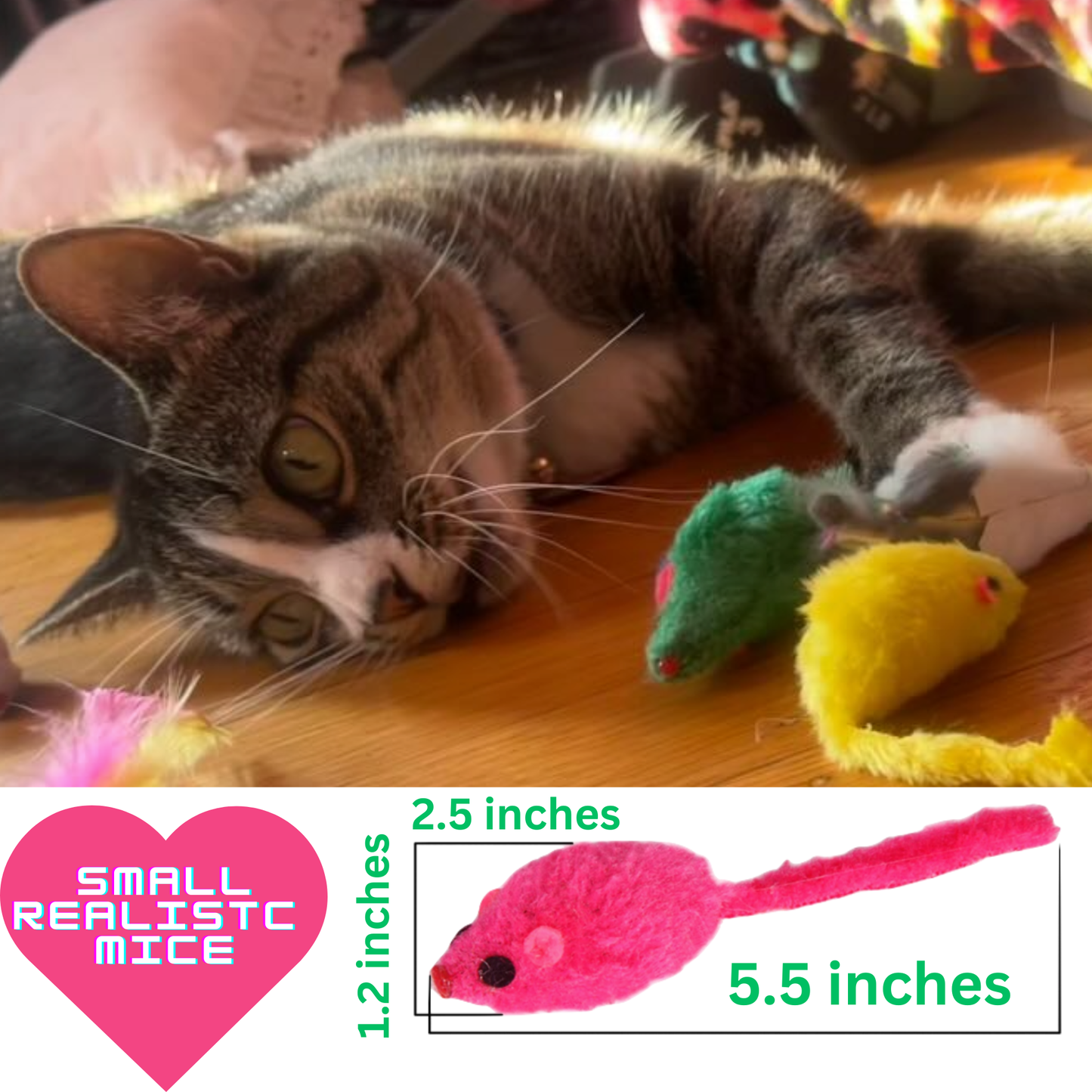 Faux Fur Realistic Colorful Mice Toys