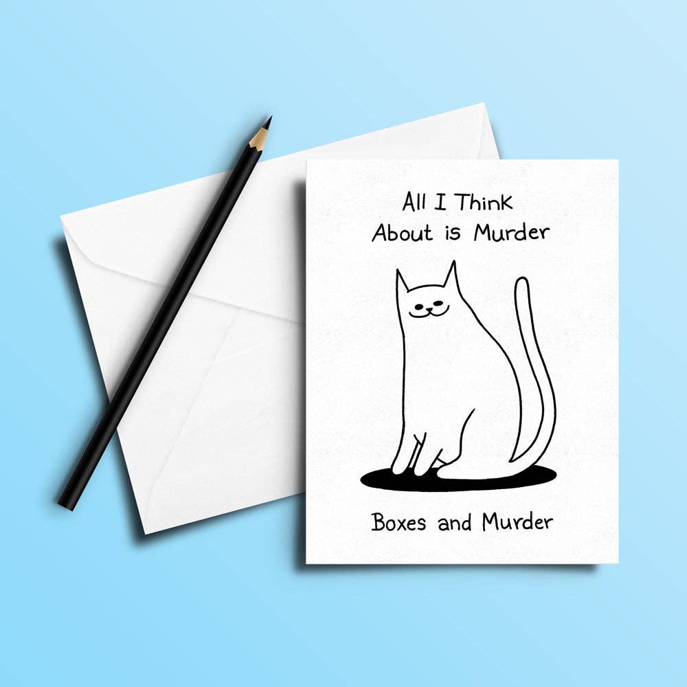 Boxes and Murder Greeting Card With Envelope