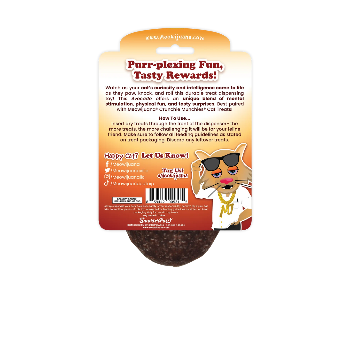 Avocado Refillable Treat Dispensing Cat Toy