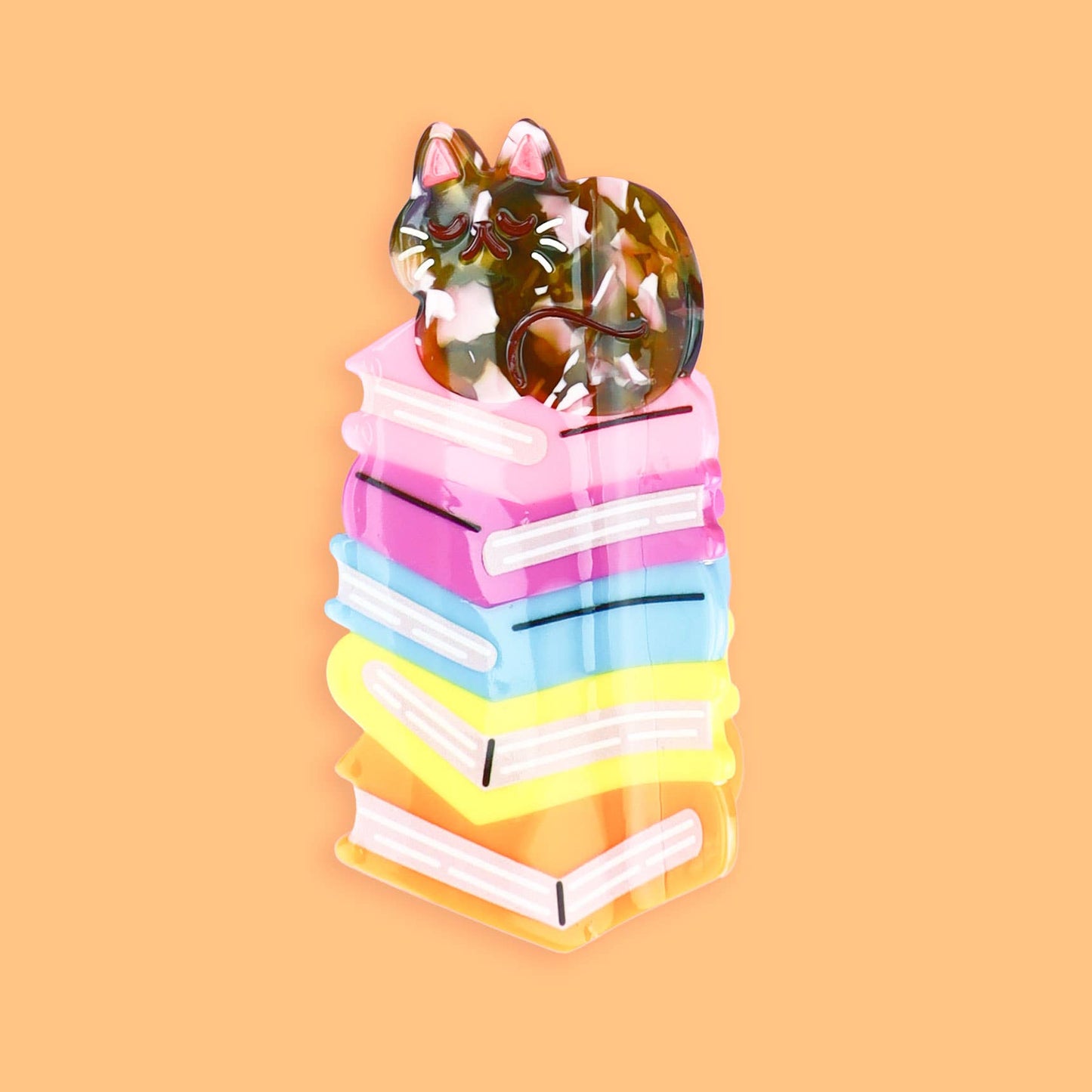 Turtle's Soup - Book Stack Kitty Hair Claw, Cute Hair Accessories, Bookish