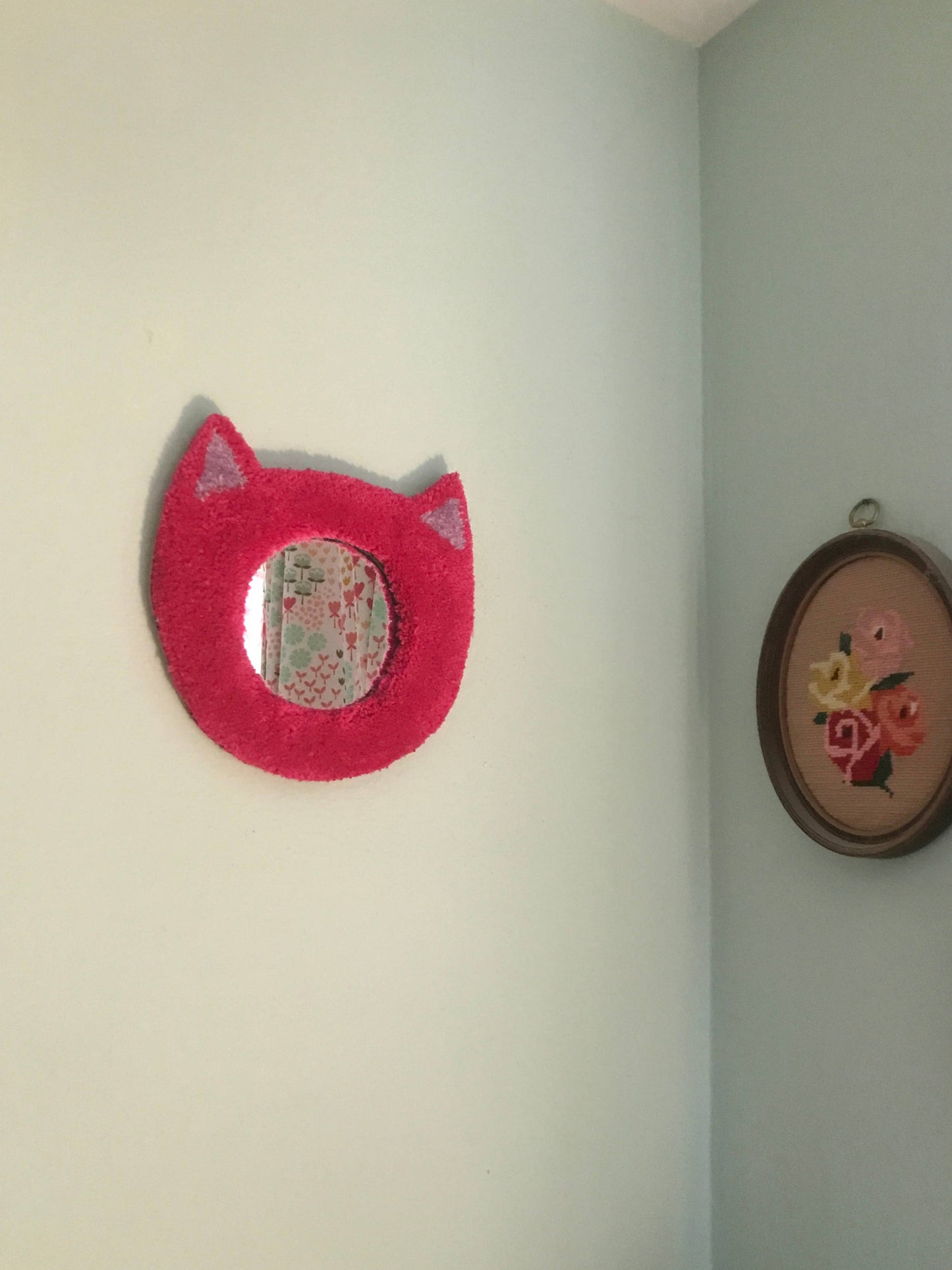 Hot Pink Tufted Cat Mirror
